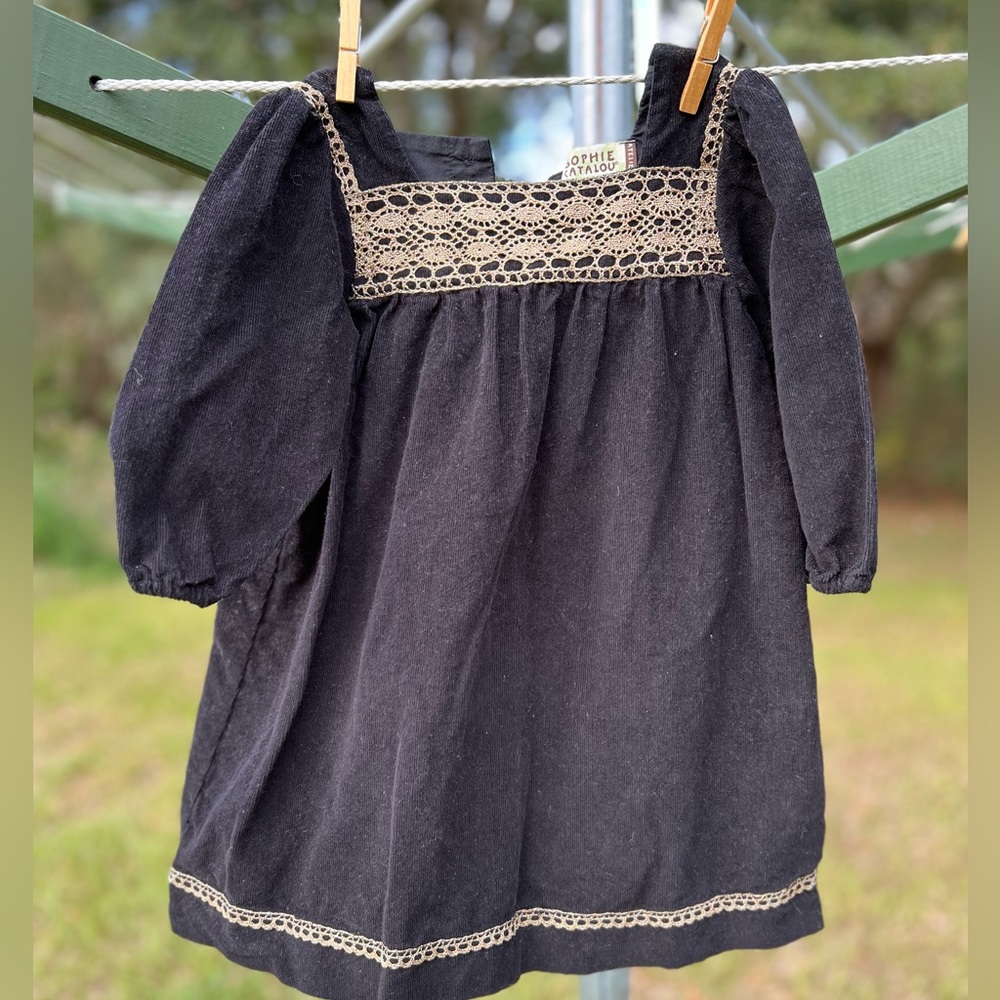 Sophie Catalou, black corduroy with gold embellishment. Size 3T